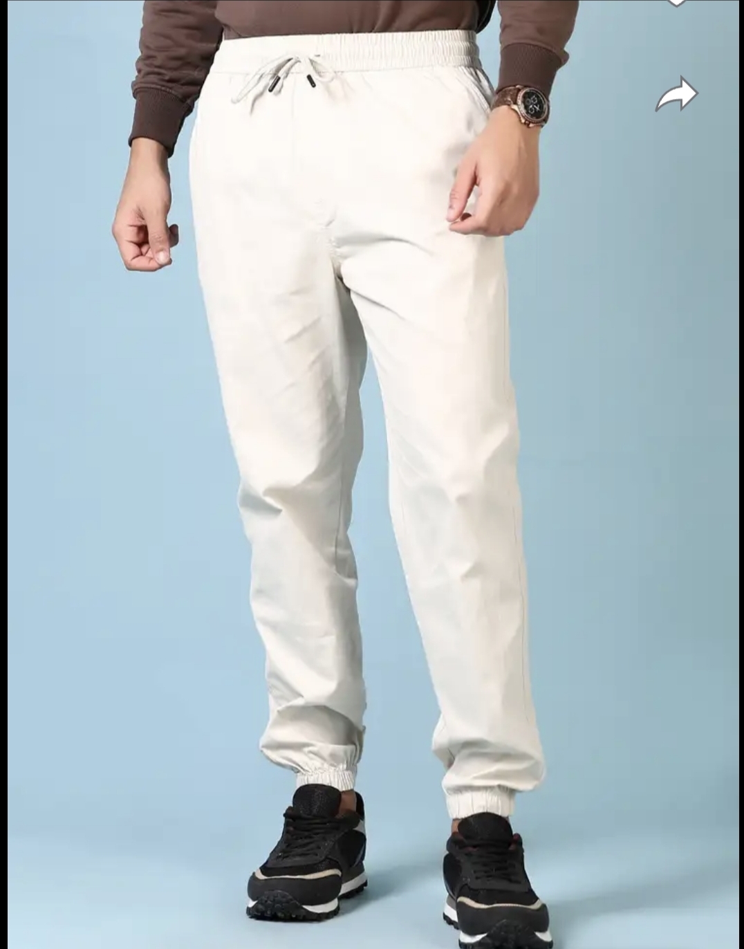 V-MART  Men Regular Fit Beige Cotton Blend Trousers